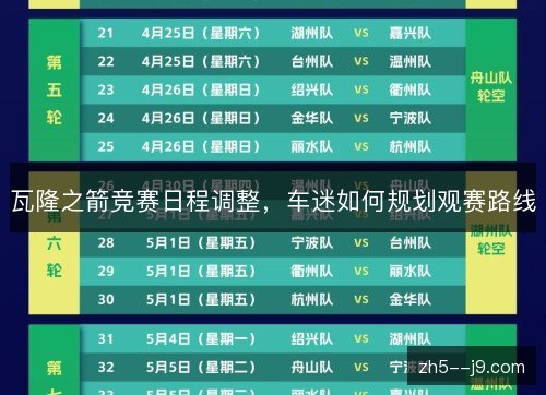 瓦隆之箭竞赛日程调整,车迷如何规划观赛路线 瓦隆之箭竞赛日程调整,车迷如何规划观赛路线